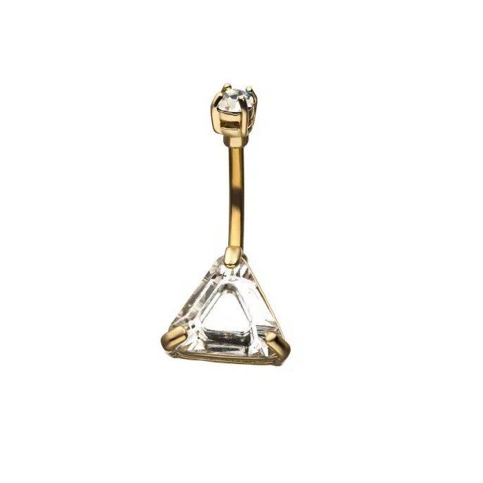 Stainless Steel Gold Plated Navel Ring with Gem Triangular Shape  Body Jewelry Piercing