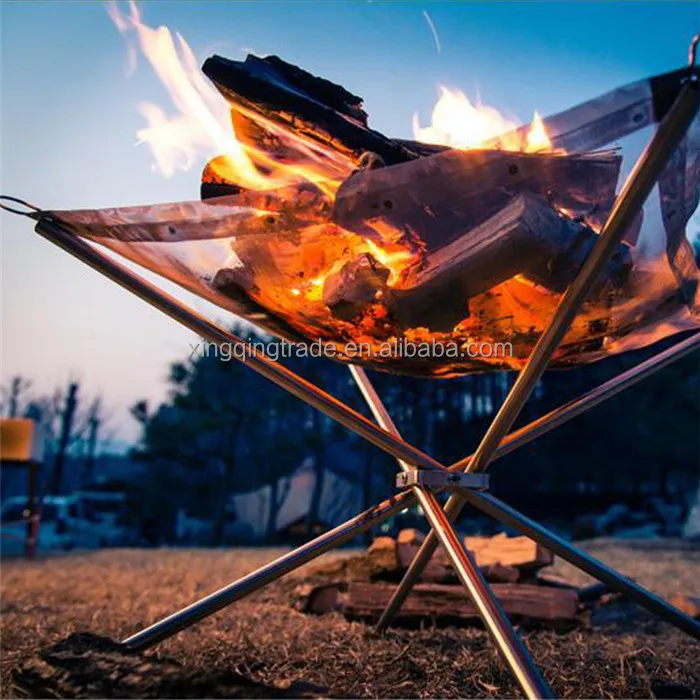 Outdoor Fire Burn Pit Stand Portable Solid Fuel Rack Folding Stove Fire Frame Fast Heating Wood Charcoal Stove Camping Tool