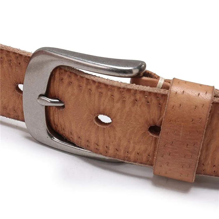 Custom 38MM Wide Light Brown Mens Italian Full Grain Genuine Leather Belts For Jeans