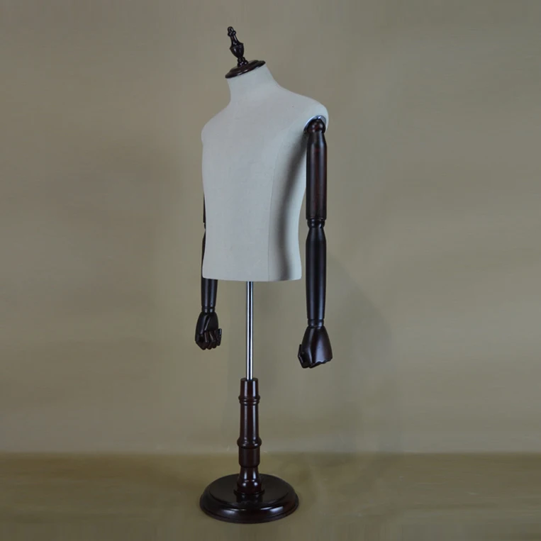 Adjustable Wooden Arms  Half Body Man Mannequin Male Torso Maniquies for Clothes Display