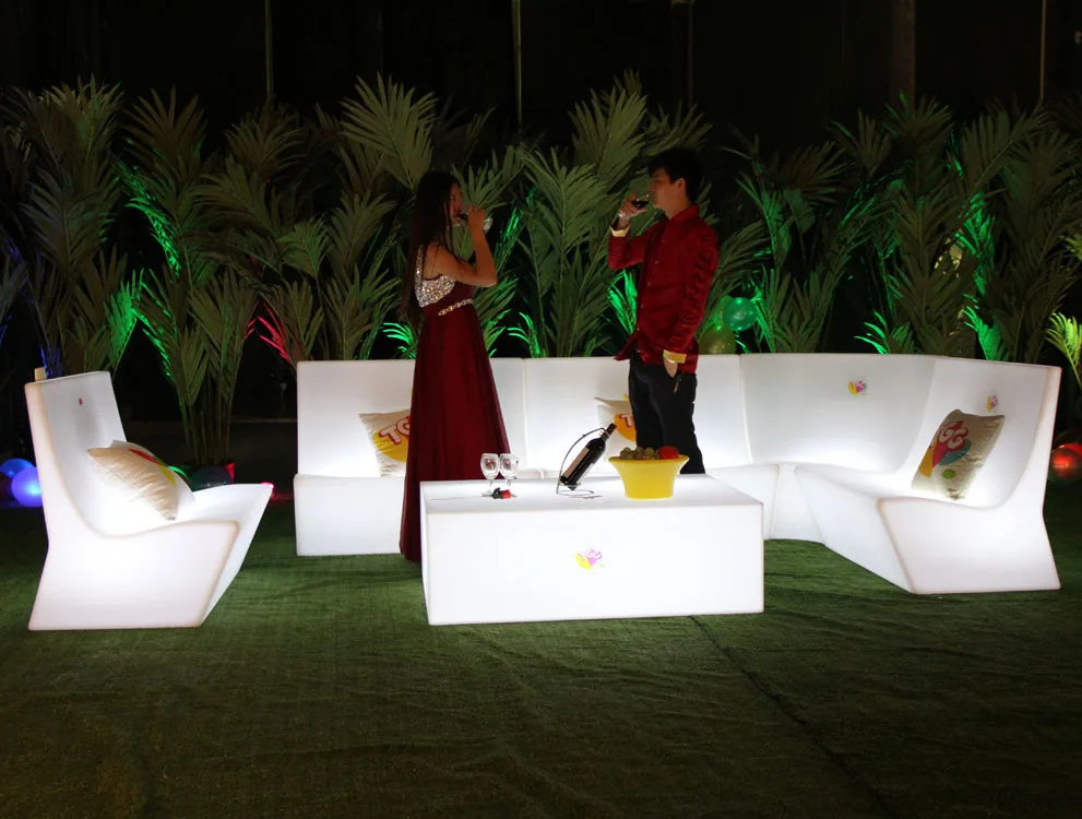 LED Bar LED Sofas Plastic Illuminate Night Club Sofa Modern Glowing Sofa Sets For Home And Garden
