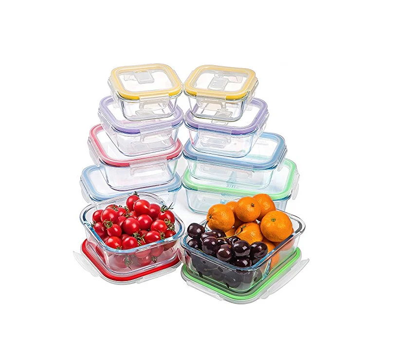 20pcs food storage containers Borosilicate Glass Food Storage Meal Saver Containers with vented Lids BPA Free Airtight