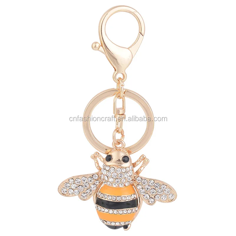 hand made mix color honeybee metal car insect  keychain