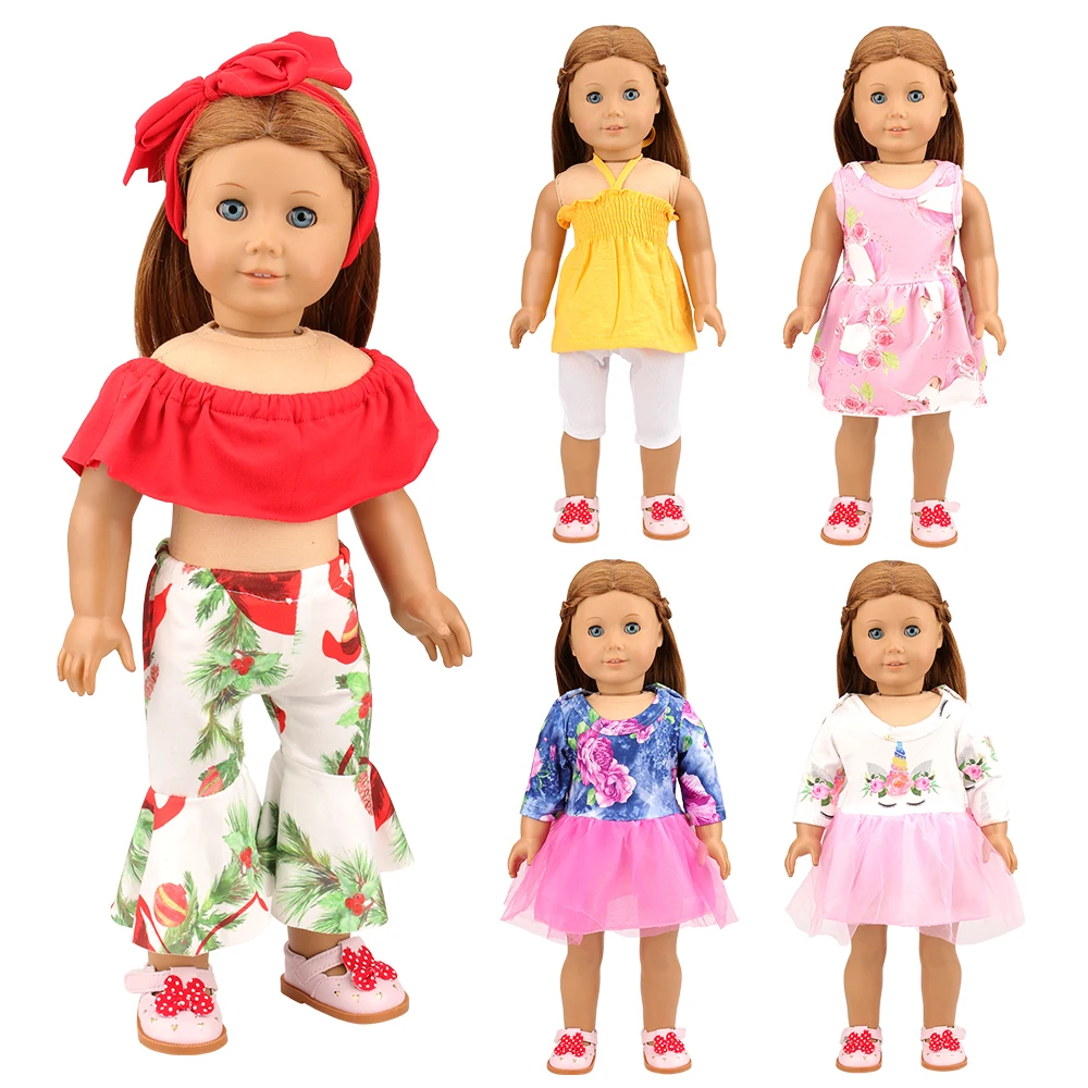 Wholesale Cheap 5 Doll Princess Dresses Clothes Sets Accessories  For American Doll 18 inch Dolls Baby Kid Girl Toys Gift