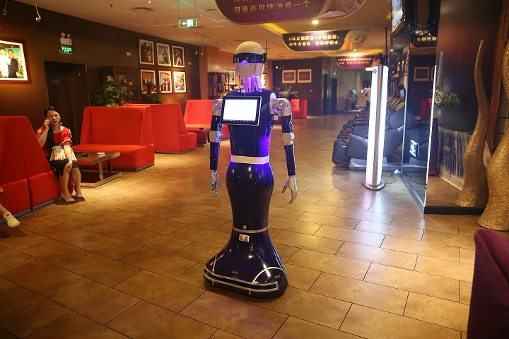Aobo  brand  intelligent welcome human  Interactive   Autonomous greet reception robot