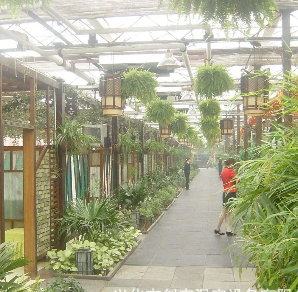 Glass greenhouse used as Ecological Restaurant