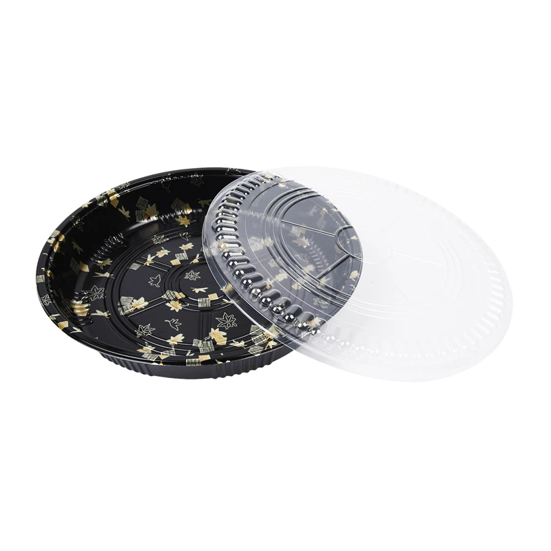 2024 disposable sushi bento PS black sushi container box sushi round tray