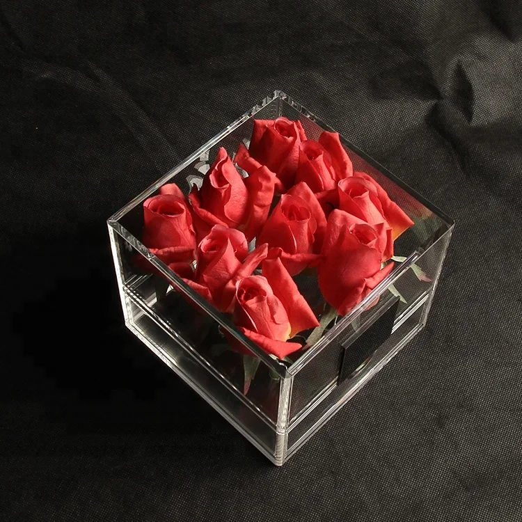 Display Case Acrylic Clear Acrylic Gift Packaging Box Acrylic Rose Box For Flower Roses Packing