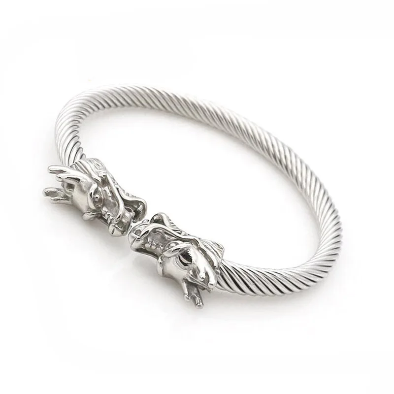 European Popular Unisex Silver Dragon Bracelet, Dragon Head Bracelet