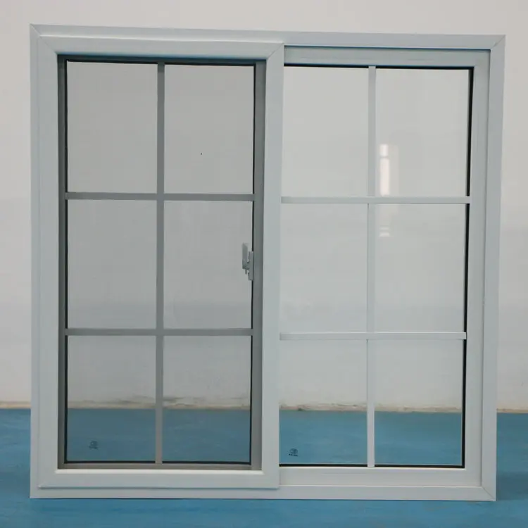 Unbreakable Plastic Vinyl Double Glazed Tempered Pvc Sliding Window With Grill And Mosquito Net