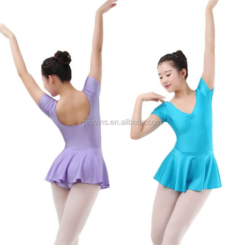 Hot Sale Girls Short Sleeve Dress Adult Ballet Training Skirted leotards
