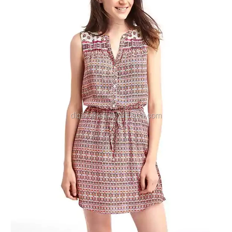 Летнее пляжное платье-рубашка для девочек, оптом, повседневное платье-рубашка на пуговицах, без рукавов, с цветочным принтом и разрезом