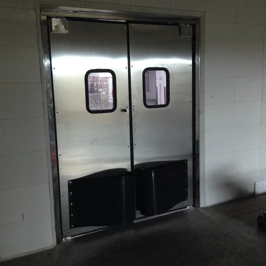 Impact resistant swing double leaf traffic interior door for factory