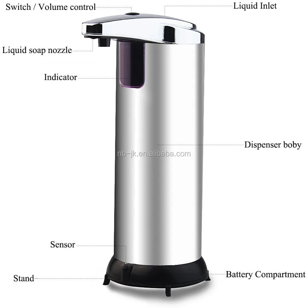 
2018 New updated 250ml infrared touchless stainless steel sensor automatic soap dispenser 