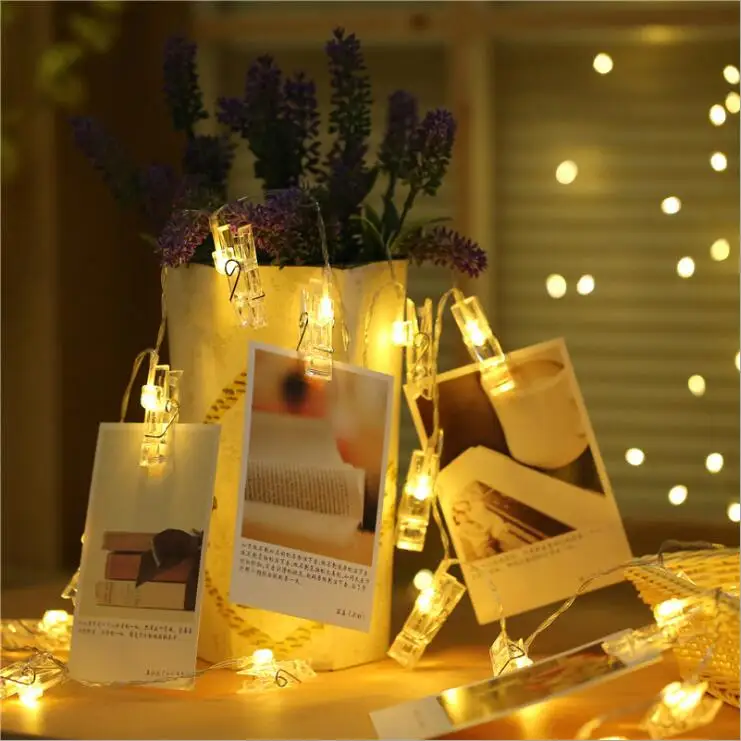 
Indoor decoration battery operated with remote hanging photos 12v led string clip light 