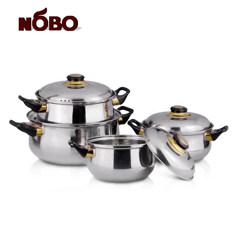 12pcs korean kitchenware cooking pot set stainless steel cookware set kitchen pots and pans with lid