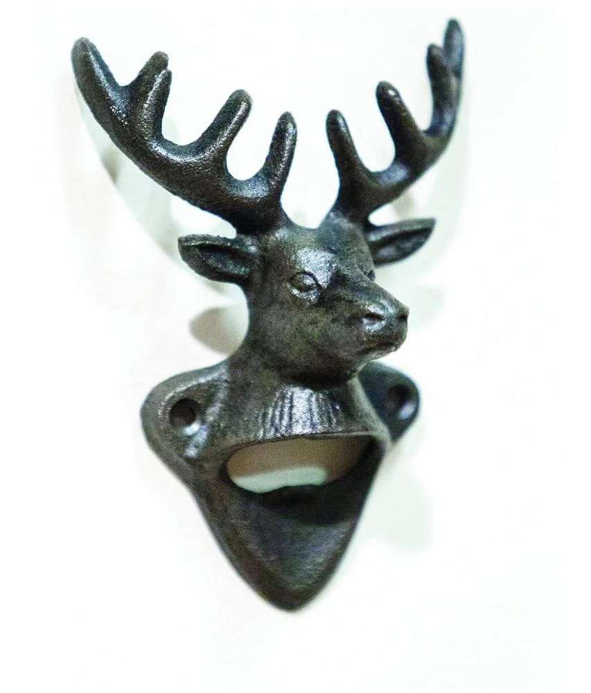 Deer head wall mounted bottle opener