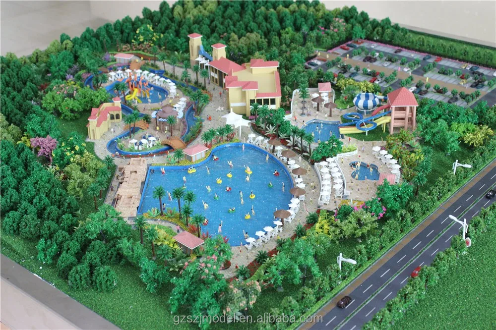 Miniature architectural model making , water park scale model building