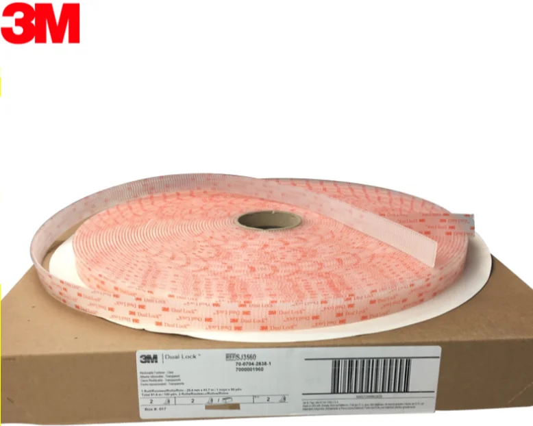 Original 3M SJ3560 clear dual lock 3M adhesive tape , 250 stems clear color Size 1in * 1in 3M double sided tape sticky tape