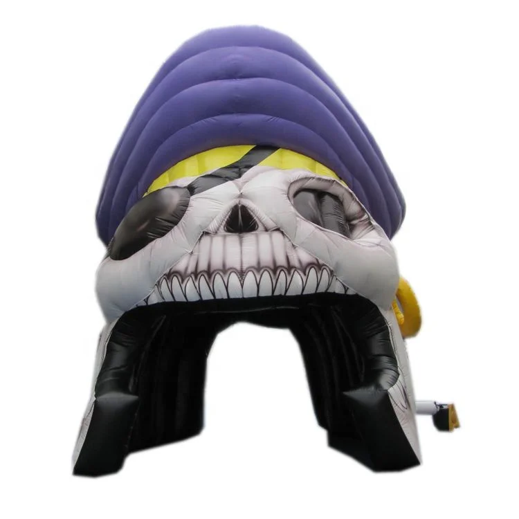 Фиолетовый надувной футбольный туннель для колледжа с пиратским черепом/гигантский спортивный пиратского отдыха/надувной