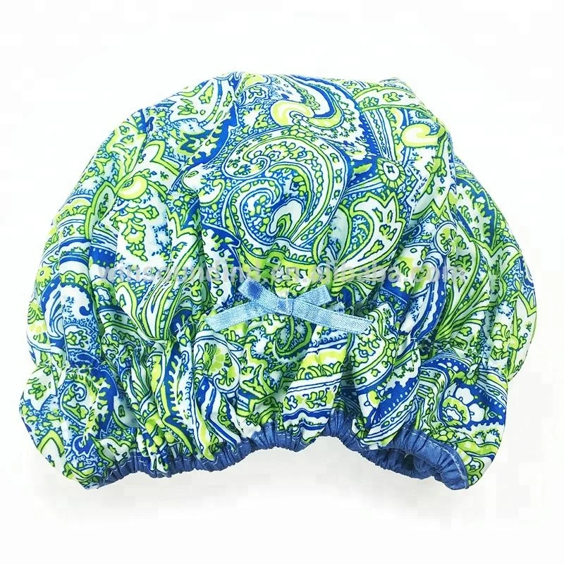 Ameba Waterproof Nylon Polyester and PEVA Double Layer Shower Cap