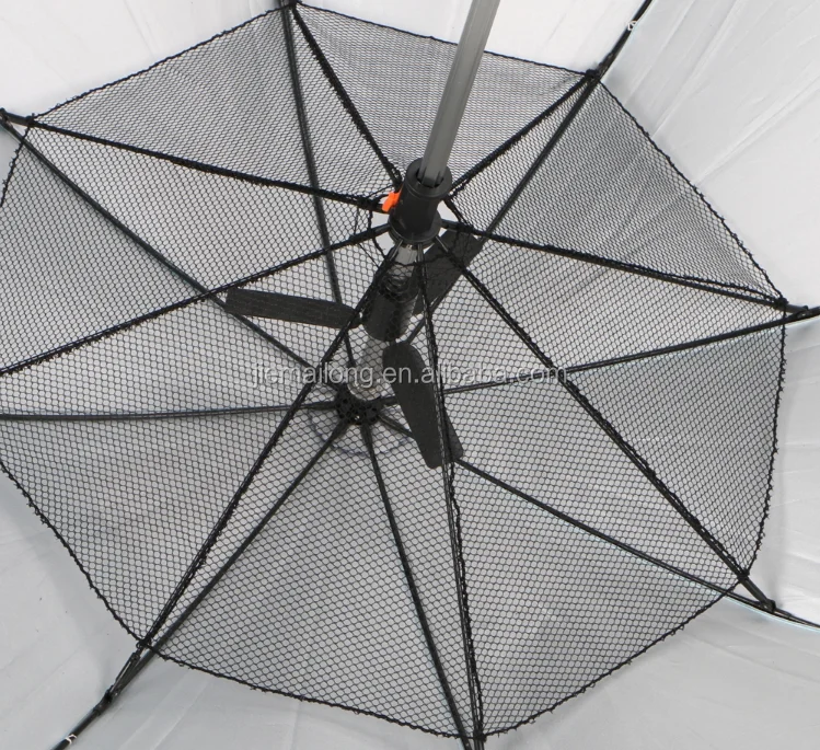 solar energy fan umbrella installed with an electric fan can shade a person from the sun or rain