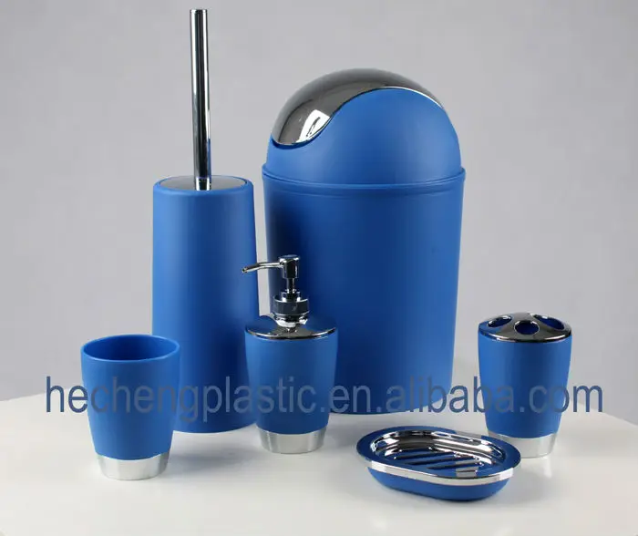 High Quality Household Wares Toilet Accessory 6PCS Plastic Purple Bathroom Set