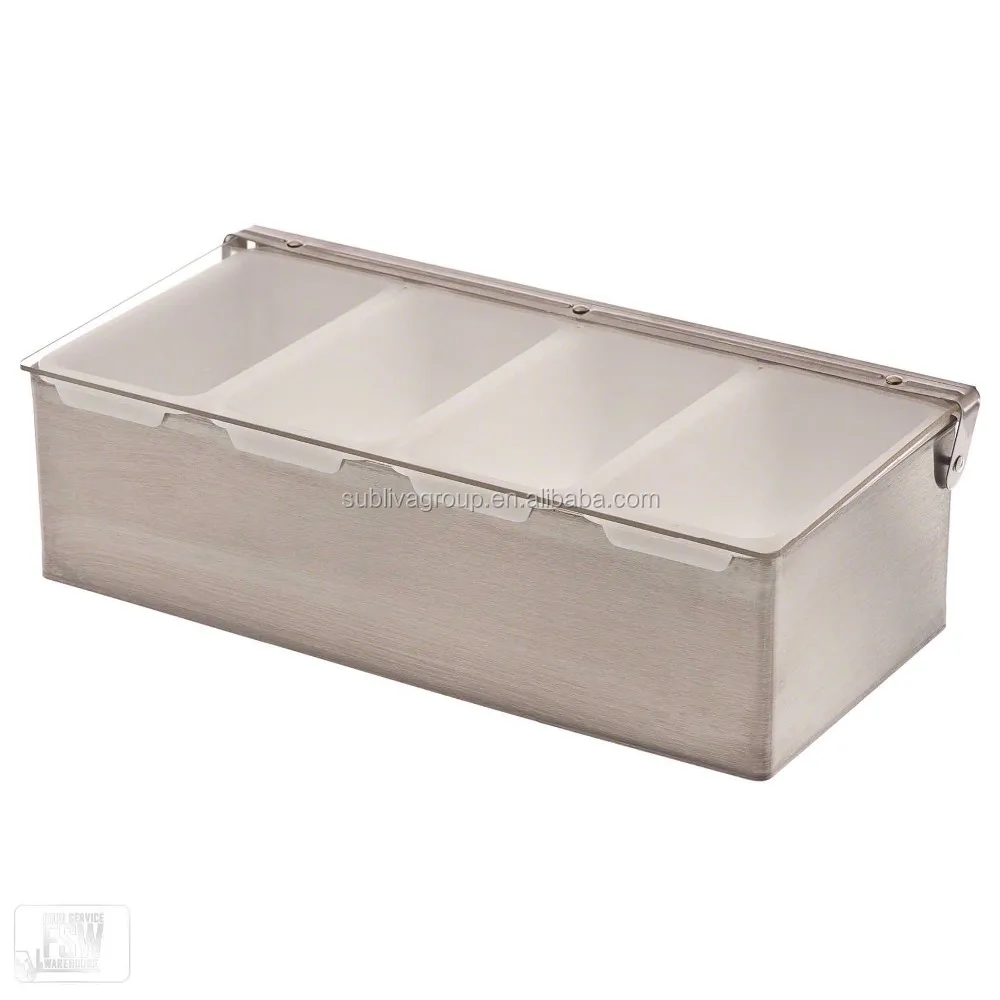 4 Compartment Stainless Steel Condiment Dispenser, Condiment Holder