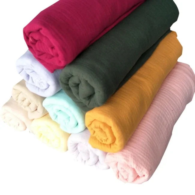 
hot sale softness wrinkle organic cotton double gauze fabric 