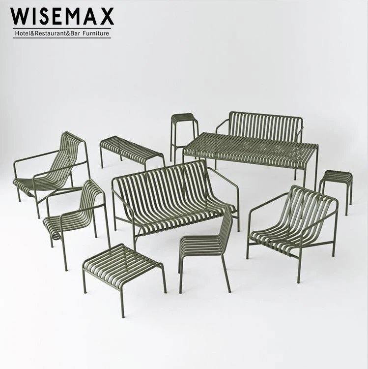 WISEMAX FURNITURE New design Modern outdoor garden patio leisure metal leg dining table and chairs set for restaurant