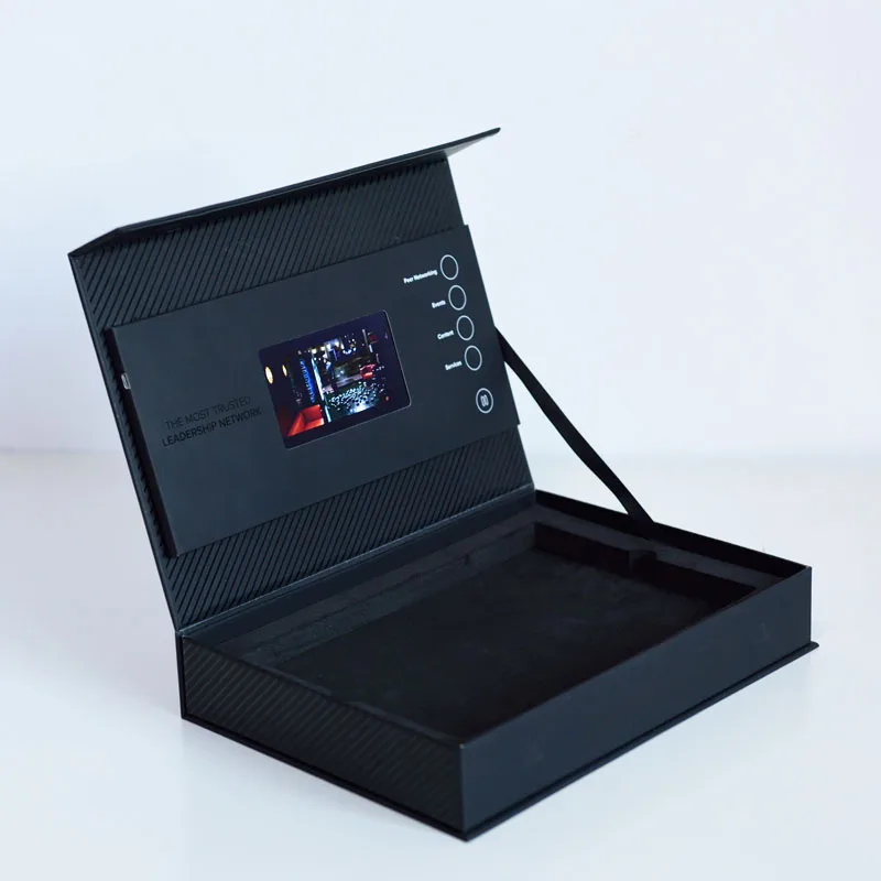 Printed all logo video audio high quality 4.3 inch LCD screen video gift box popup card
