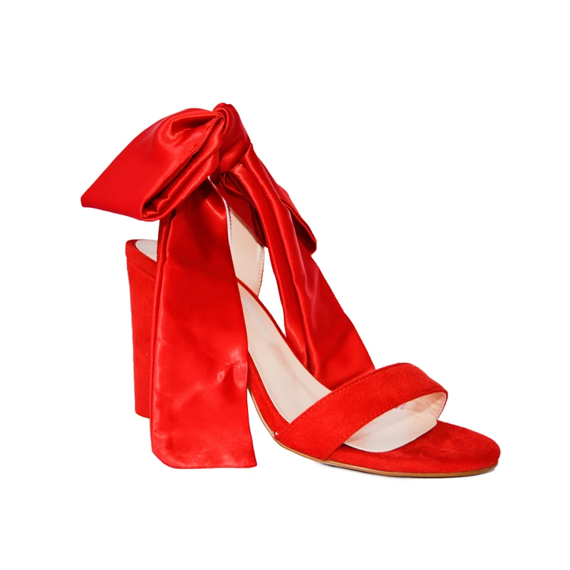 
factory direct best quality color fashion suede and silk material open toe chunky heel sandals shoes women 