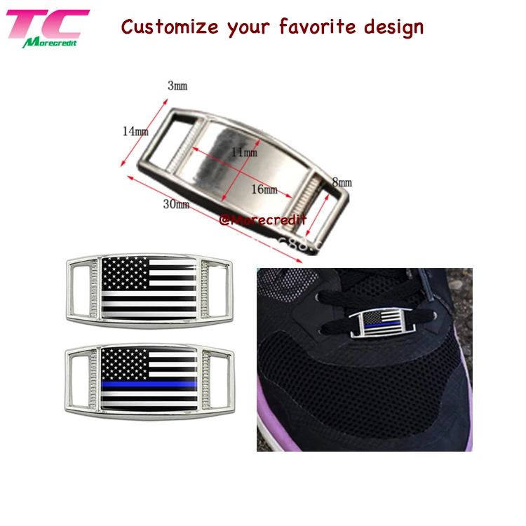 Fashionable Shoes Decoration Blank Shoelace Tag Charm Pendant, Custom Logo Metal Sneaker Shoelace Charm Accessories