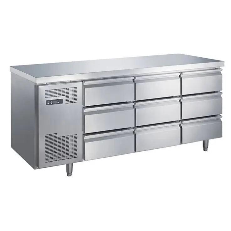 9 Drawers Stainless Steel Commercial Undercounter Fridge / Workbench Chiller /Under Bar Refrigerator