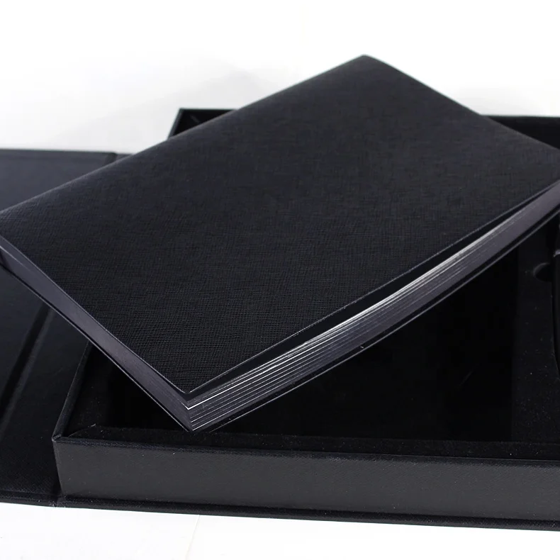 custom black PU leather notebook luxury corporate gift box set with pen as promotional gifts for women