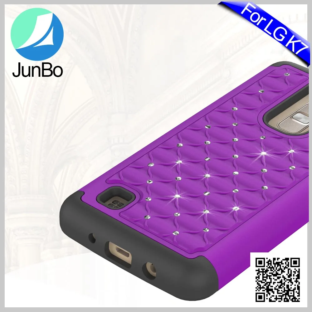 Hybrid PC Silicone Shell Case for LG K7, Diamod Bling Combo Mobile Phone Case