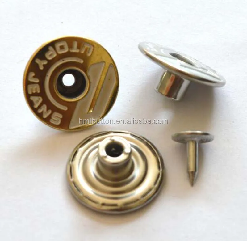 Metal jeans button in brass material