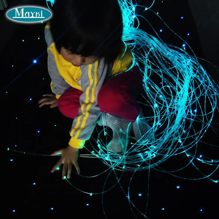 3.28ft*6.56ft Fiber Optic Carpet with Music Control RGBW LED Light Source Soft Washable Dancing Fiber Optic Star Carpet