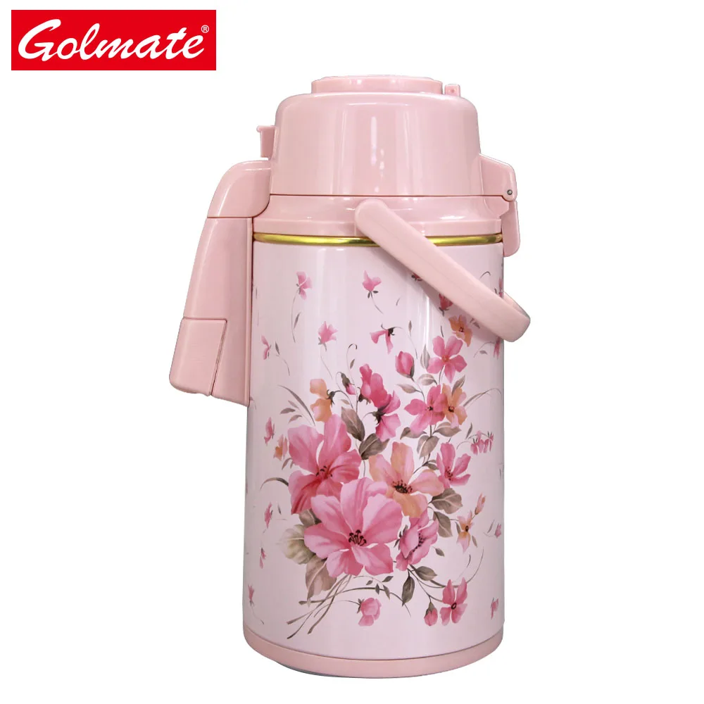 coffee thermos 3l coffee shop print glass liner metal pump airpot