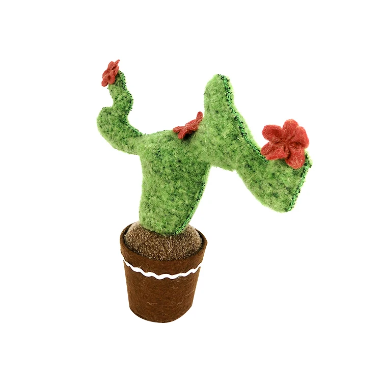Factory price crochet felt fabric decoration tropical with pot plant potted mini bonsai artificial cactus plants