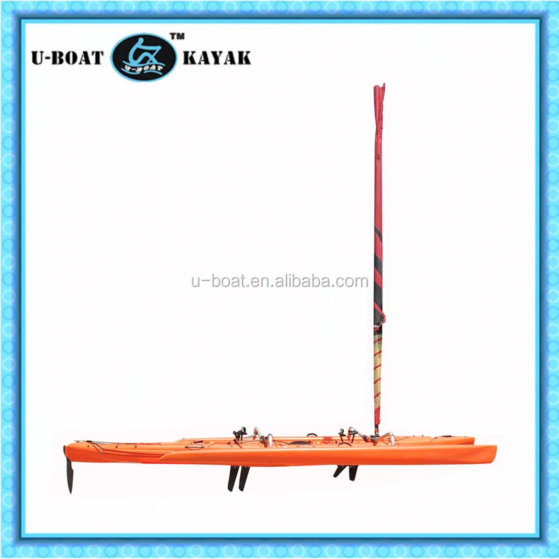 
18ft plastic sailing boat with foot drive pedal system and rudder 