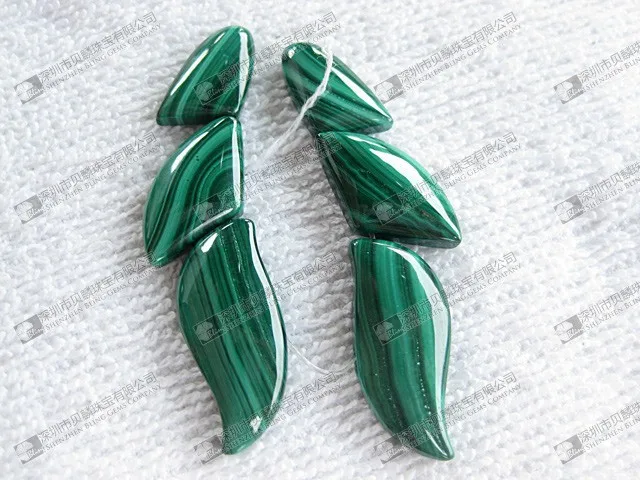 Leaf Carved Malachite Beads Natural Malachite Loose Stone Beads