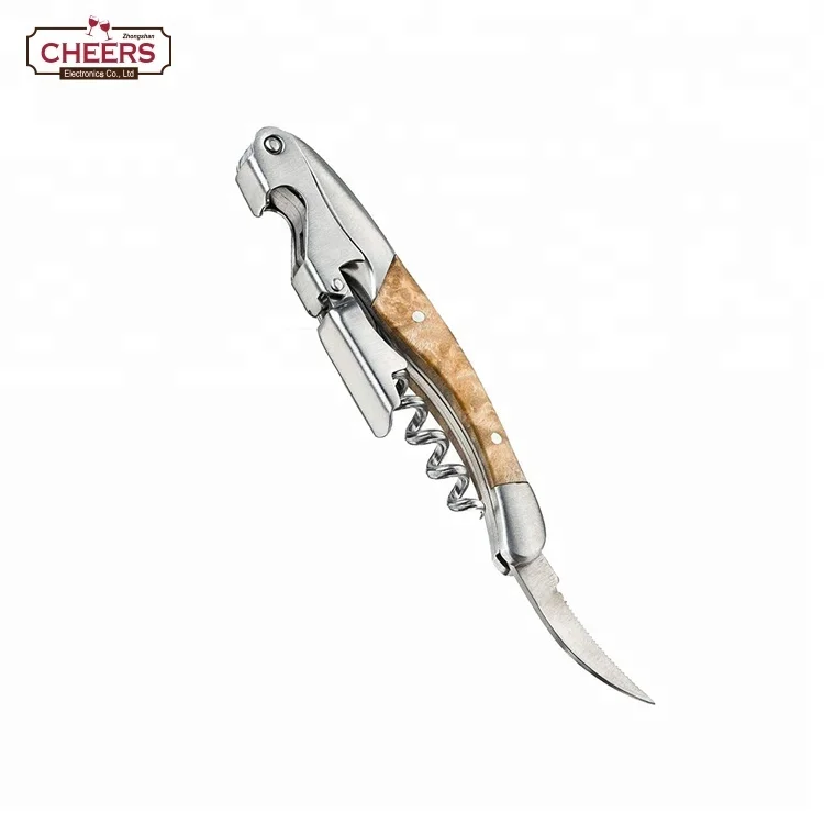 Professional Wine Opener, Natural Rosewood All-in-one Waiters Corkscrew, Bottle Opener and Foil Cutter