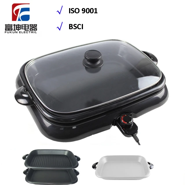 Electric double fry pan 2 changeable cooker pans