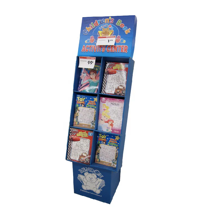 
Pop Custom Cardboard Floor Magazine Pocket Display Standing Greeting Card Book Display Stand 