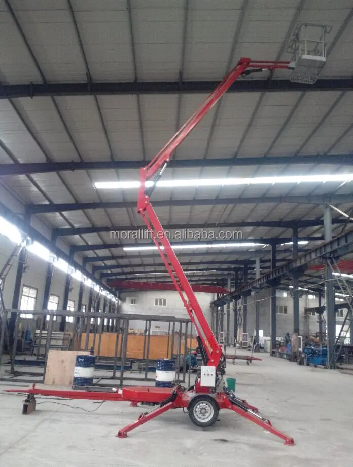 Small telescopic trailer articulating boom lift