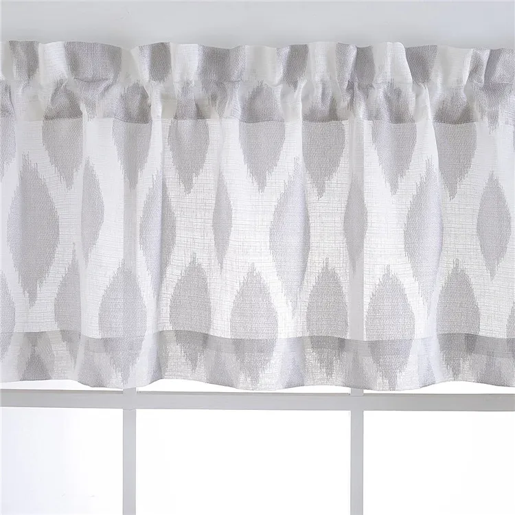 Sheer Kitchen Curtain 3 Piece Woven Check Design 1 Valance 2 Tier Panels