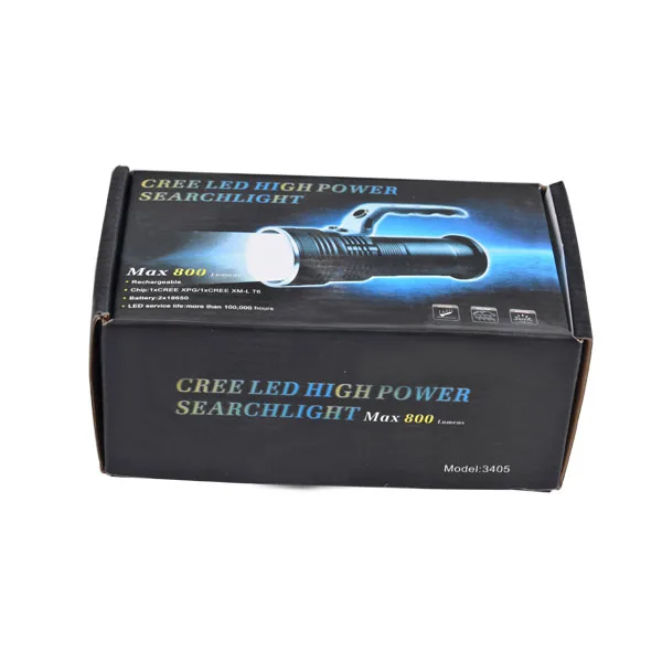 High Power T6 LED Search Light Long Distance 4 Models Handheld Flashlight Torch with Rechargeable Battery for Camping