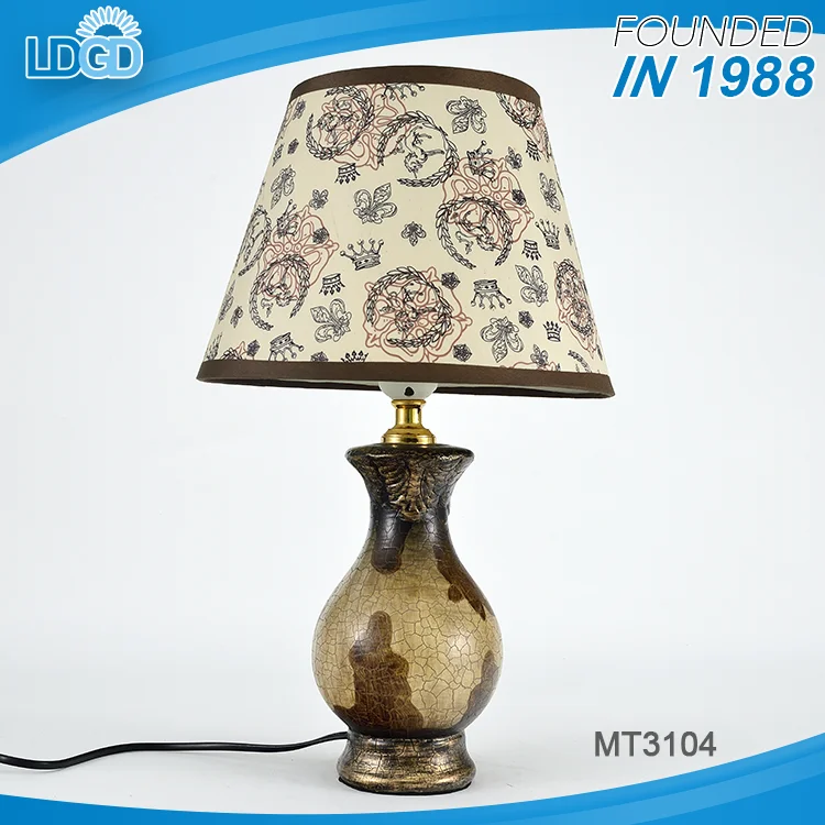 Popular Low Price Hotel Antique Ceramic Base Cartoon Cute Table Kids Room Lamp Bedside With Fabric Shade