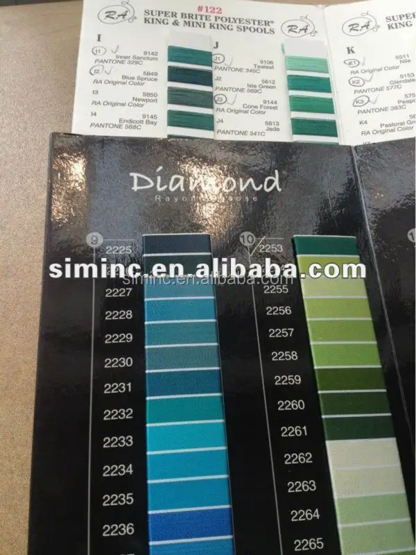 color card for machine erbroidery thread for embroidery yarn color chart